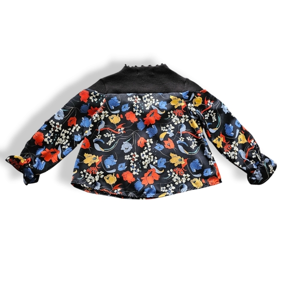 Girls Size 5 Berry Berry High Collar Floral Ruffled Lettuce Edge Top- Korean - Picture 4 of 8